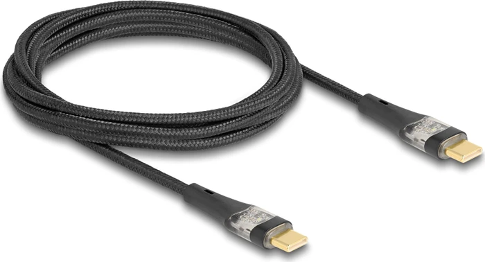 DeLOCK USB-C auf USB-C Kabel, USB 2.0, 480Mb/s, 100W USB PD 3.0, schwarz, 2m