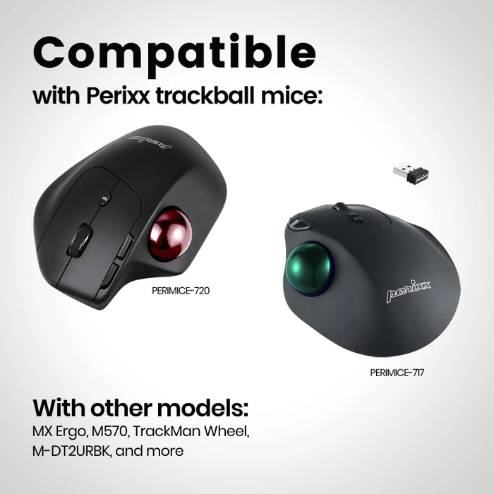Perixx PERIPRO-303X2A 34mm für Perimice und Logitech M570, Ersatz-Trackball, 1x grün, 1x rot, 2er-Set