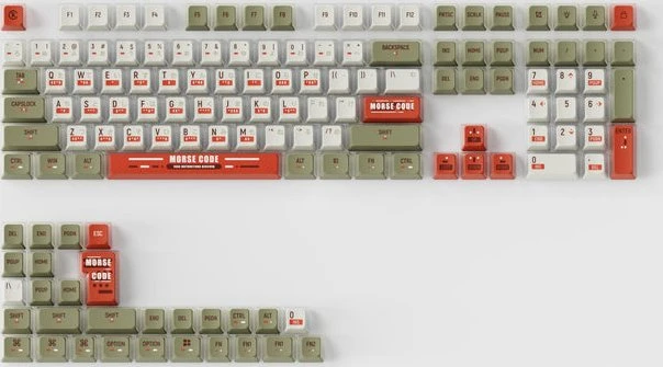 Keychron OEM Dye-Sub Full Set Keycap-Set Morse Code, Kunststoff (PBT), Morse Code, weiß/grün/rot, 137 Tasten, ANSI-US