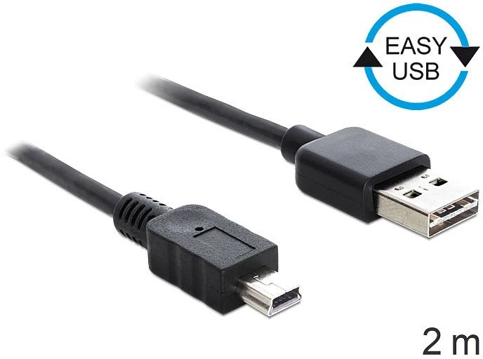 DeLOCK EASY-USB 2.0 Kabel, USB-A [Stecker] auf Mini-USB [Stecker], 2m
