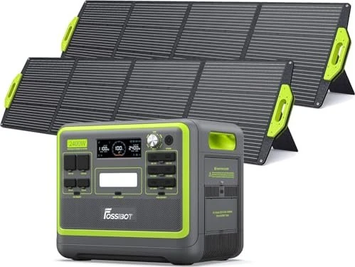 Fossibot F2400 Solargenerator schwarz + 2x Solarpanel 200W, 2048Wh