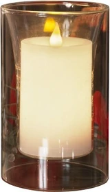 Konstsmide Echtwachskerze in Glasvase 18.5cm weiß LED warmweiß, 1 Stück