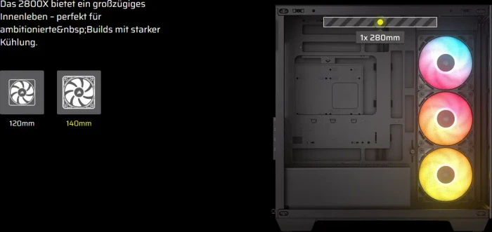Corsair 2800X RS-R RGB, schwarz, Glasfenster