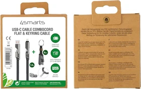 4smarts USB-C Kabel ComboCord Flat 240W 1.5m und Keyring Kabel graphit