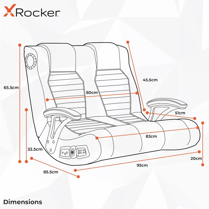 X Rocker Nintendo Super Mario Dual 2.1 Floor Rocker Doppel-Gamingstuhl, rot/weiß/grün