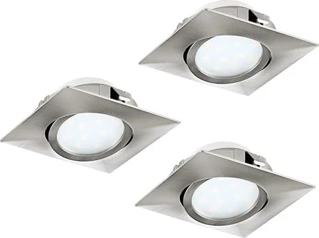 Eglo Pineda eckig 8.4cm 6W 3000K Einbauleuchte nickel matt, 3 Stück