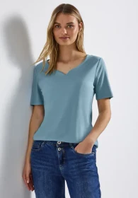 Street One Herzausschnitt T-Shirt kurzarm glacier blue (Damen)