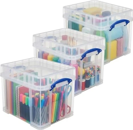 Really Useful Box Aufbewahrungsbox XL, 35l, transparent, 3er-Pack