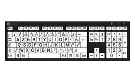 LogicKeyboard Nero Slim Line LargePrint PC, Black on White, USB, FR (LKB-LPBW-BJPU-FRA)