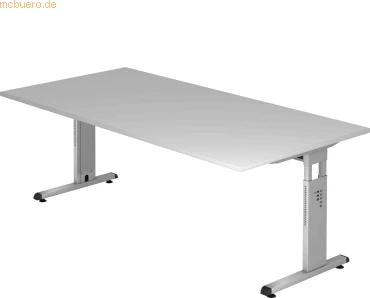Hammerbacher Ergonomic O-Serie OS2E/5 Schreibtisch 200x100cm grau/silber