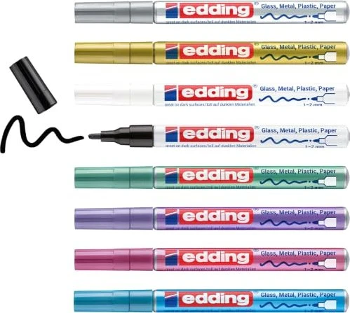 edding 751 Glanzlackmarker metallic sortiert, 8er-Set