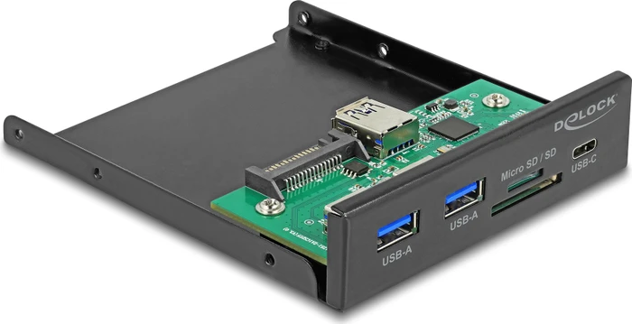 DeLOCK 3.5" USB Frontpanel, 1x USB-C 3.0, 2x USB-A 3.0, Cardreader, USB-A 3.0 [Buchse]