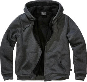 Brandit Teddylining Sweatjacket Hoodie black melange (Herren)
