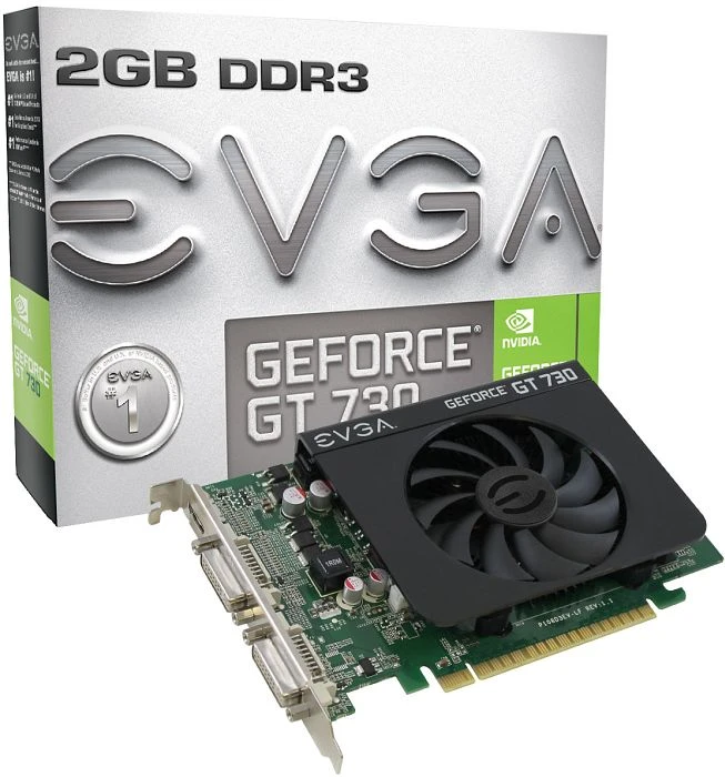 EVGA GeForce GT 730, 2GB DDR3, 2x DVI, Mini HDMI