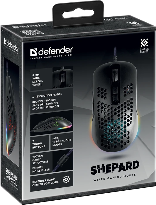 Defender Shepard GM-620L RGB Gaming Mouse schwarz, USB