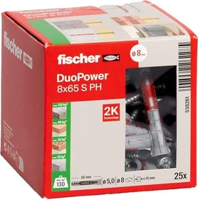 fischer DuoPower 8x65 S PH Schrauben/Dübel-Sortiment,   25 Stück