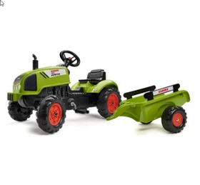 Falk-Toys Claas Traktor mit Anhänger und aufklappbarer Motorhaube