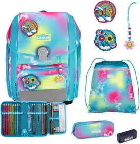 Scout Genius Safety Light Happy Rainbow Schultaschen-Set, 4-tlg.