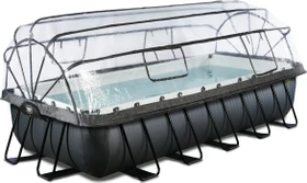 Exit Toys Black Leather Frame Pool mit Sandfilterpumpe und Abdeckung rechteckig 540x250x100cm