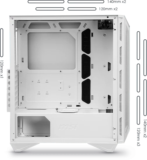 MSI MPG Gungnir 110R White, weiß, Glasfenster
