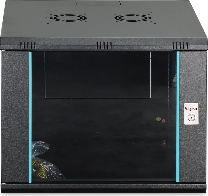 Digitus Dynamic-N Serie 19" Wandgehäuse 9HE, unmontiert, Sicherheitsglastür, IP2X, RAL 9005, 600mm tief