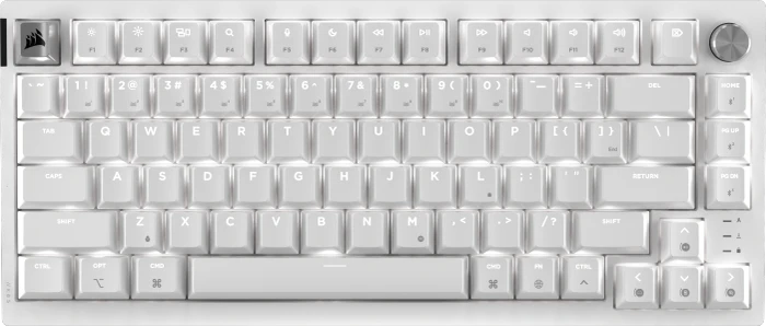 Corsair Gaming K65 Plus Wireless 75% RGB, Frost White, für Mac, MLX RED, USB/Bluetooth, US