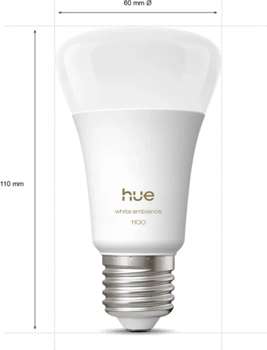 Philips HUE White Ambiance Smart LED A60 E27 1100 8.1W, 2 Stück