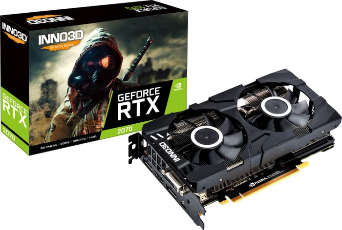 INNO3D GeForce RTX 2070 Twin X2 schwarz, 8GB GDDR6, DVI, HDMI, USB-C, 2x DP