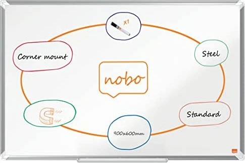 Nobo Whiteboard Premium Plus, Stahl, weiß, 60x90cm