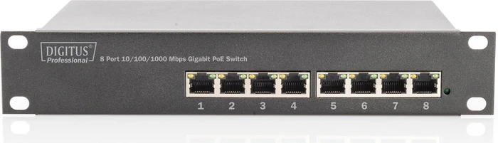 Digitus DN-953 Rackmount Gigabit Switch, 8x RJ-45, 80W PoE+