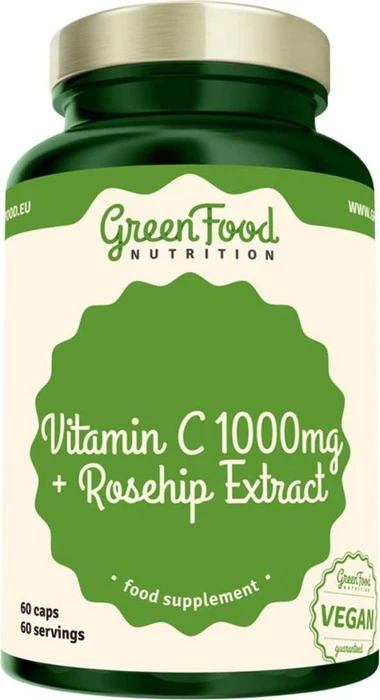 GreenFood Vitamin C1000 + Hagebutten Kapseln, 60 Stück