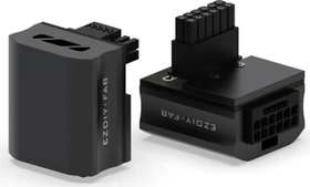 EZDIY-FAB 12VHPWR Winkeladapter 90°, Variante RVS, Sense-Pins an der Oberseite, schwarz