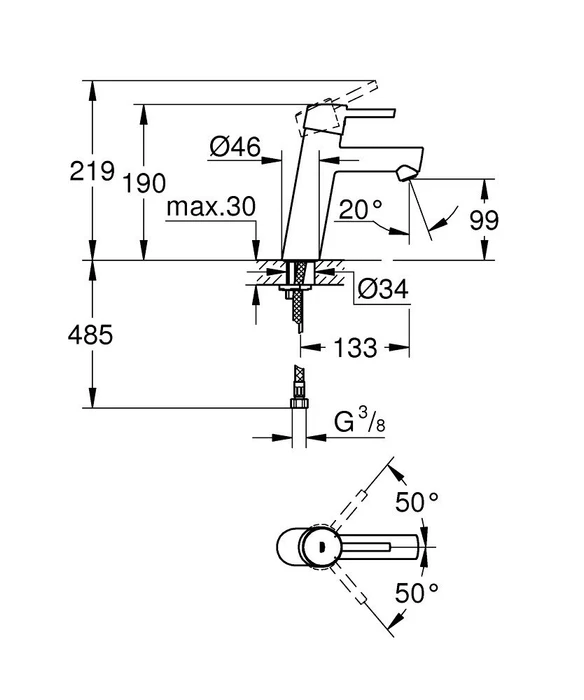 Grohe Concetto Einhand-Waschbeckenarmatur 1/2" M-Size chrom