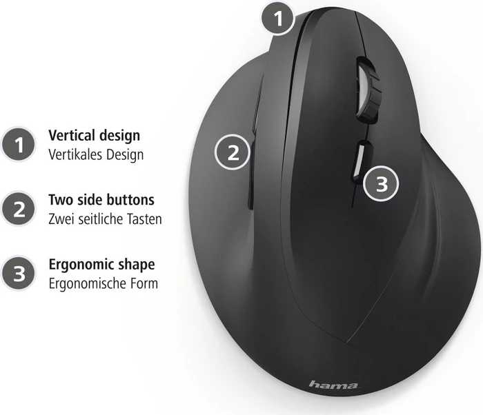 Hama EMW-500 Vertical Wireless Maus schwarz, USB