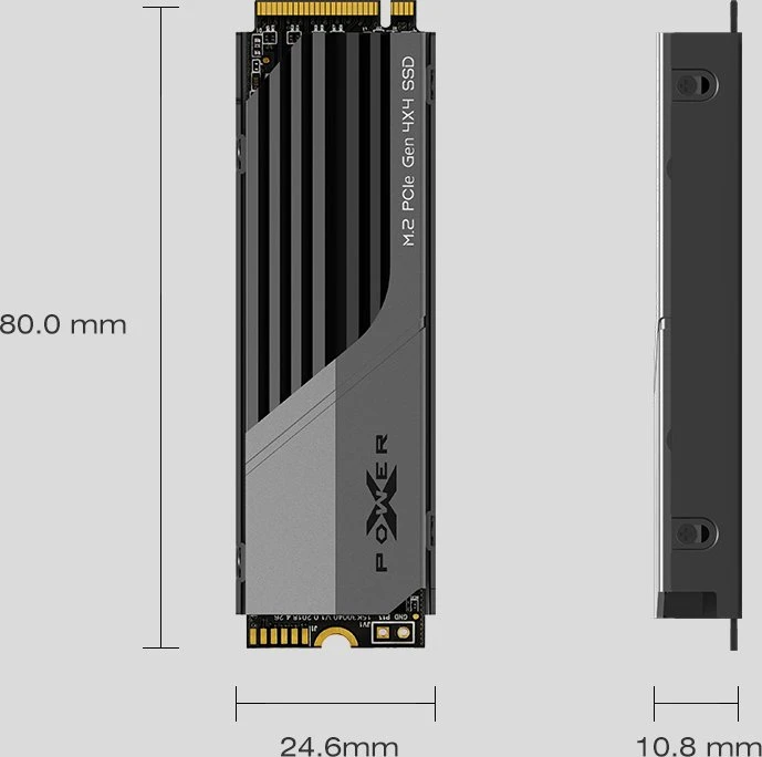 Silicon Power XPOWER XS70 4TB, M.2 2280 / M-Key / PCIe 4.0 x4, Kühlkörper