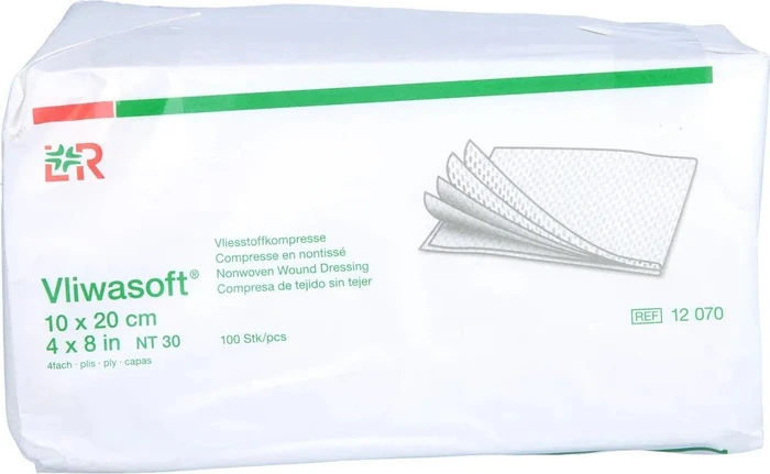 Lohmann & Rauscher Vliwasoft Vlieskompressen 4-lagig unsteril, 10 x 20cm, 100 Stück