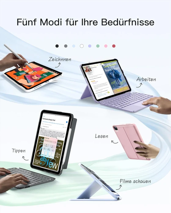 Inateck ACE Touch Ultraleicht Tastatur für iPad 10/iPad 11 A16, iPad Air 11" M2/M3, iPad Pro 11", Graphite, DE