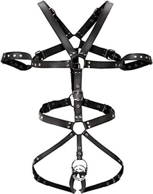 Zado Leder Harness mit Penis- & Hodenringen S/M Set