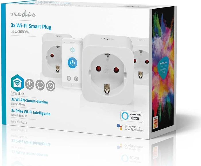 Nedis WLAN Smart-Stecker, 3680W, Typ F, Smart-Steckdose, 3er-Pack
