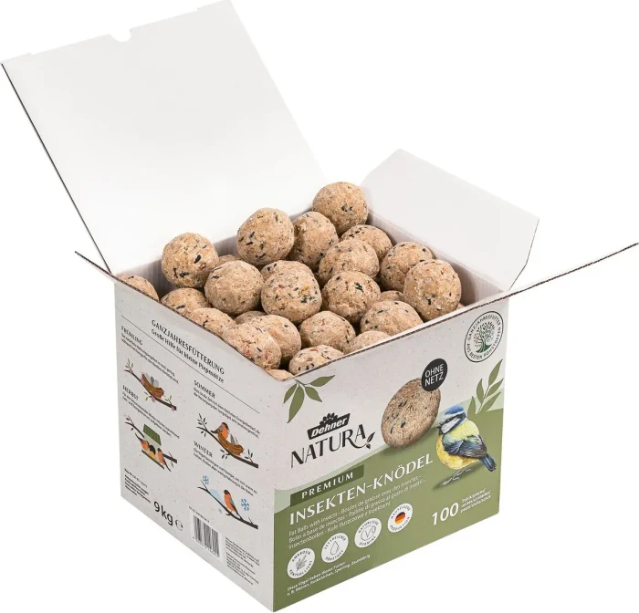 Dehner Natura Insekten-Meisenknödel Wildvogelfutter ohne Netz, 9kg (100x 90g)