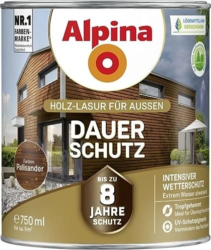 Alpina Farben Dauer-Schutz Holz-Lasur außen Holzschutzmittel, 750ml