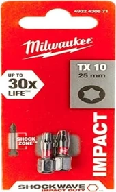 Milwaukee Shockwave Torx Bit 1/4", T10x25mm, 2 Stück