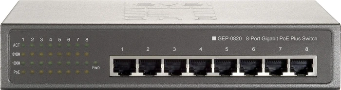 LevelOne GEP Desktop Gigabit Switch, 8x RJ-45, 61W PoE+