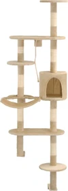 vidaXL Wandkratzbaum mit Sisal-Kratzsäulen, 194cm, beige