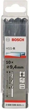 Bosch Professional HSS-R Spiralbohrer, 9.4x81x125mm, 10 Stück