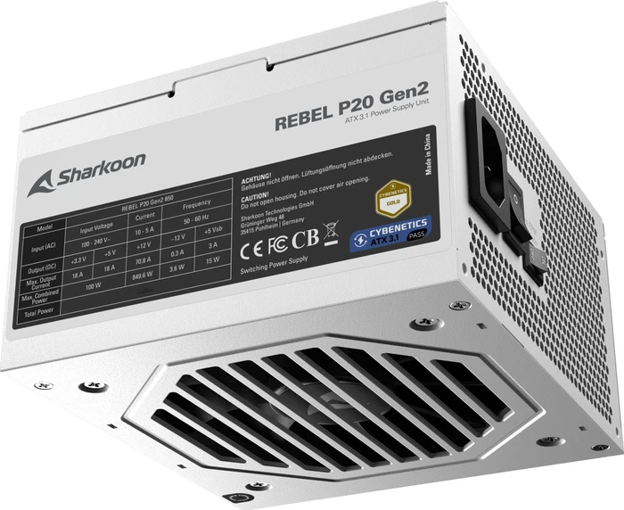 Sharkoon Rebel P20 Gen2 White 850W, ATX 3.1