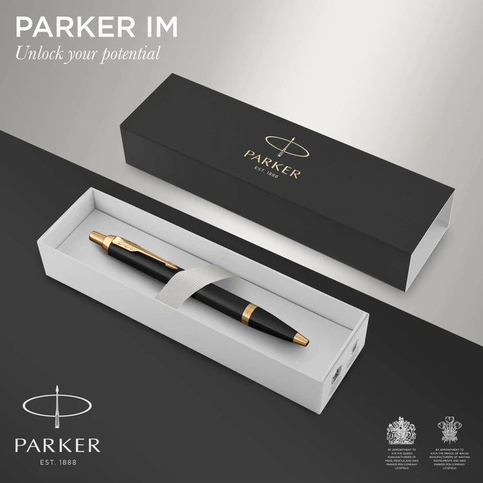 Parker IM Kugelschreiber black lacquer/gold trim, Geschenkbox