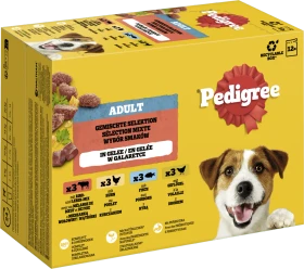 Pedigree Gemischte Selektion 4 Varietäten Rind- & Lebermix, Huhn, Fisch, Geflügel in Gelee, 1.20kg (12x 100g)