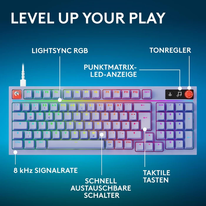 Logitech G316 X 98, Lilac, violett, Tactile Switch, USB, FR