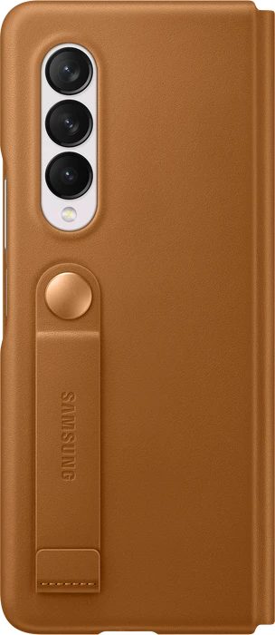 Samsung Leather Flip Cover für Galaxy Z Fold 3 5G Camel